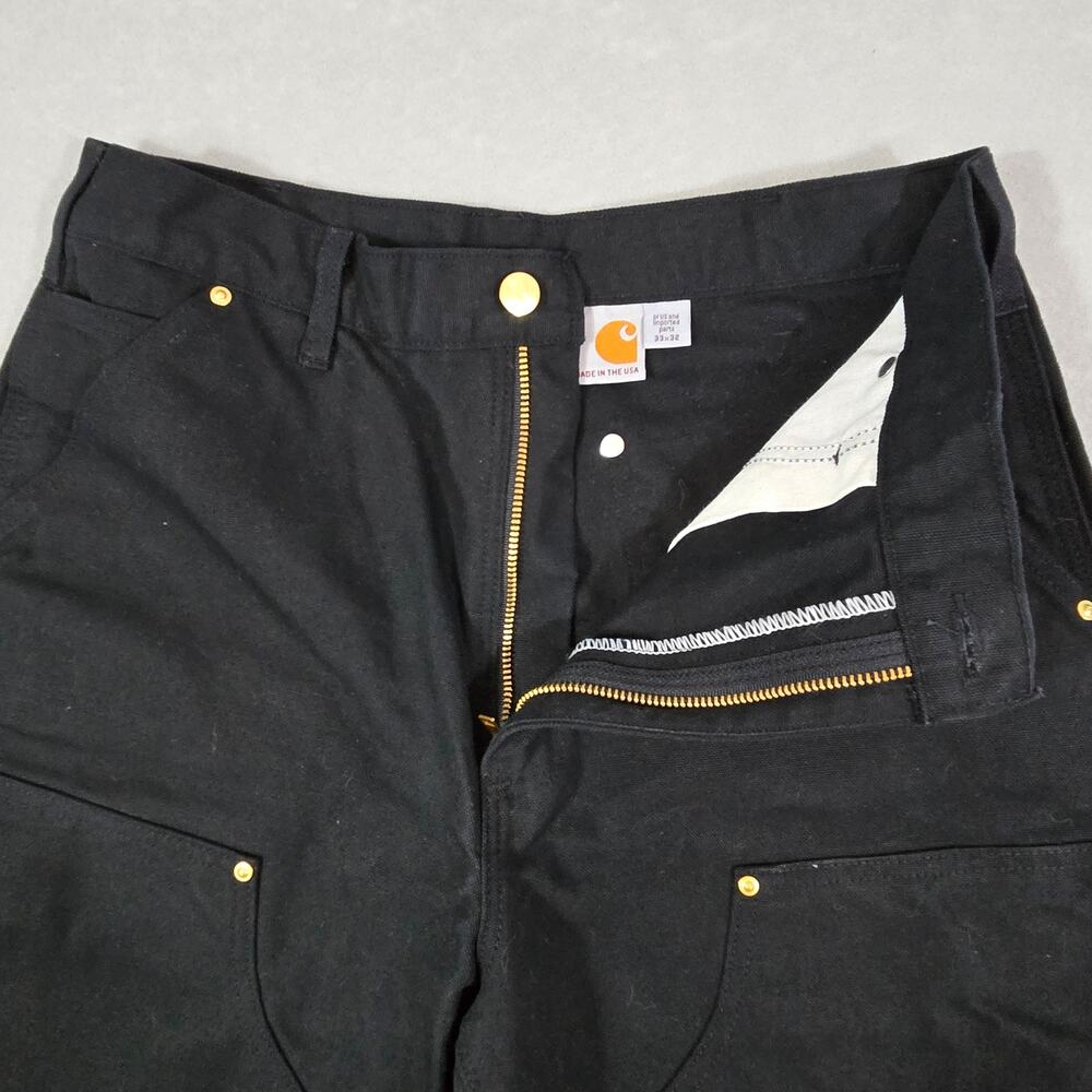 VTG Carhartt Black Double Knee Carpenter Pants Original Loose Fit USA 33x32 NEW - Picture 12 of 15